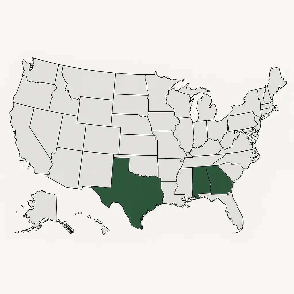 Map of the United States highlighting Mississippi and South Carolina for free government iPhone approvals